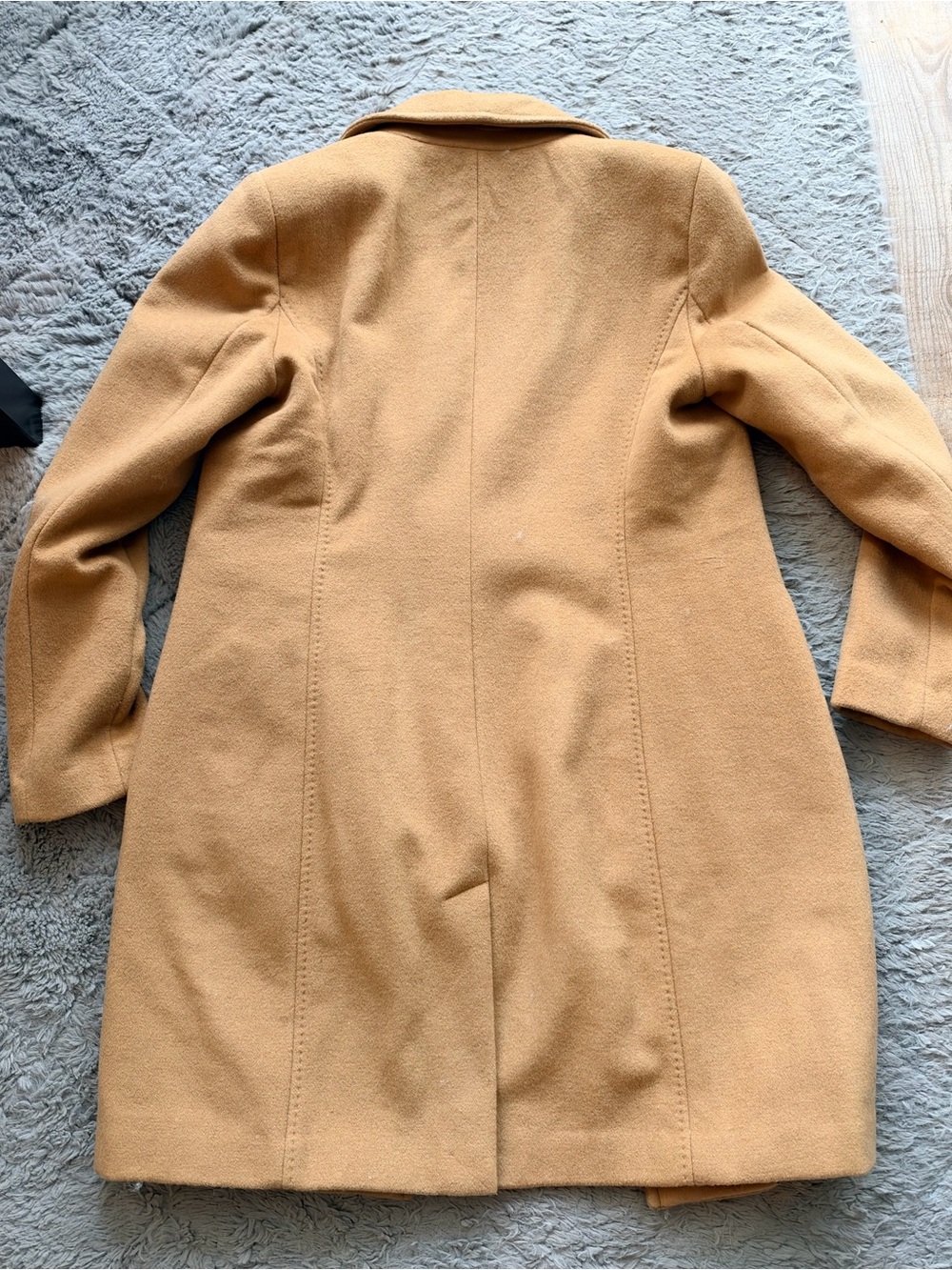 Calvin Klein Women's Camel Wool-Blend Single-Breasted Coat. Size 4 - Picture 5 of 5
